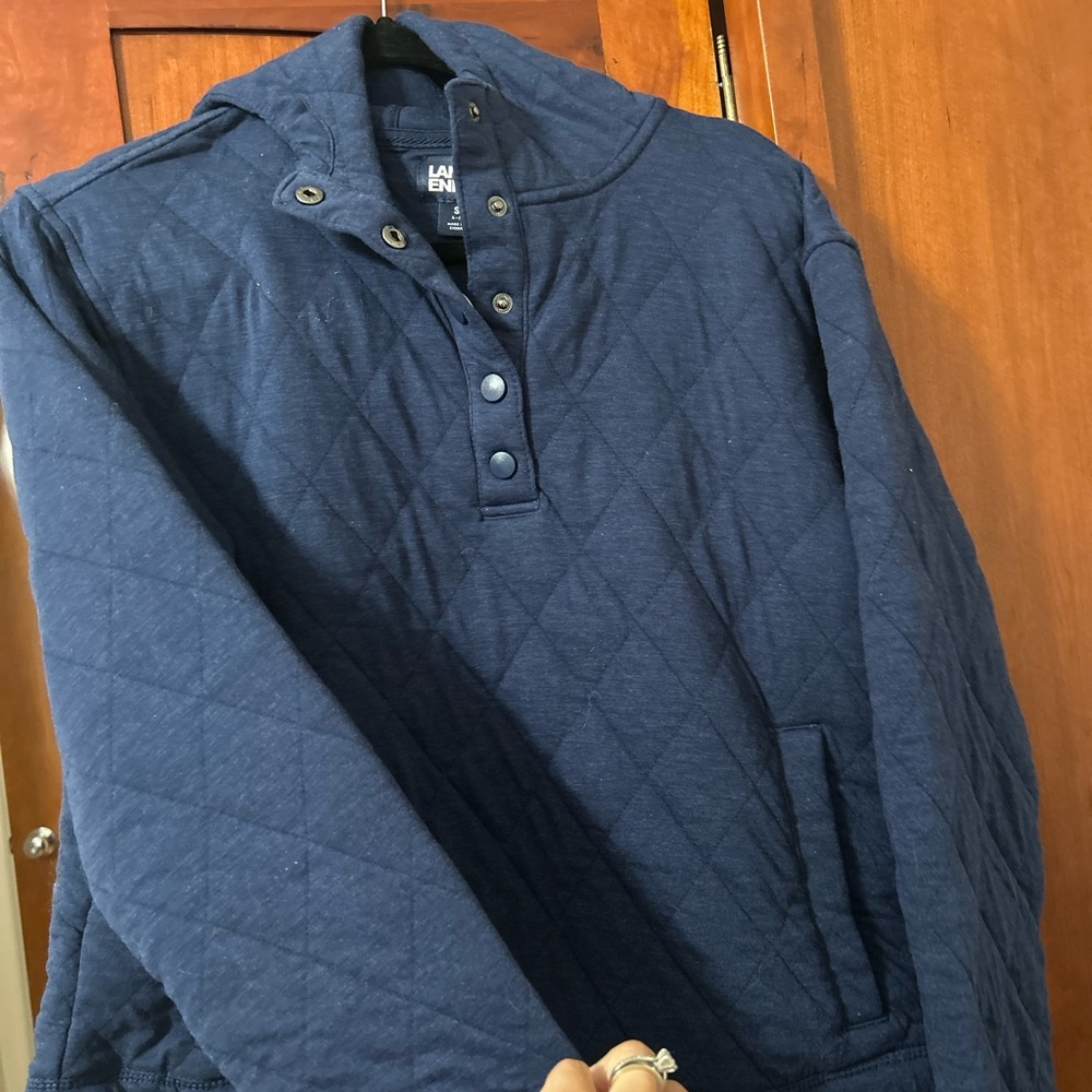 Brand New Lands' End Quilted Navy Snap-Placket Pullover Jacket